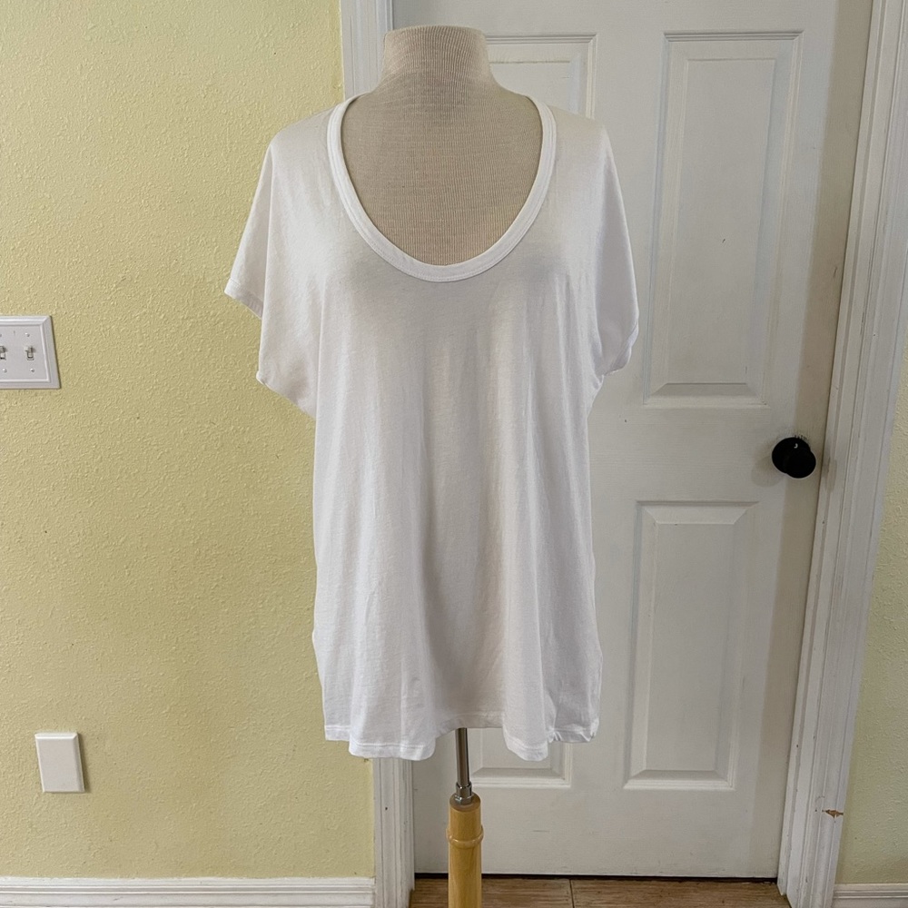 Barefoot Dreams Malibu Collection Scoop Neck Tunic Shirt White XL